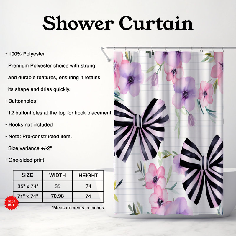 Rideau de douche standard 1 pièce Classic, H 74 po x l 35 po