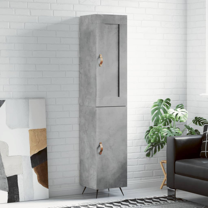 Mirijela 2 Door Manufactured Wood Wardrobe, Concrete Grey