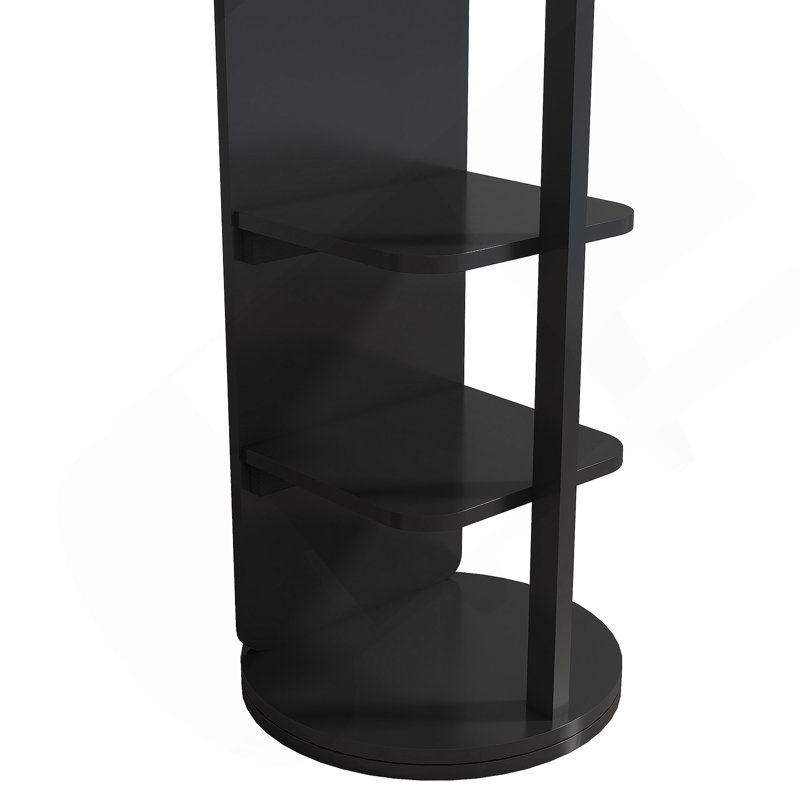 Miroir pleine grandeur pivotant à 360 ° avec support, Noir