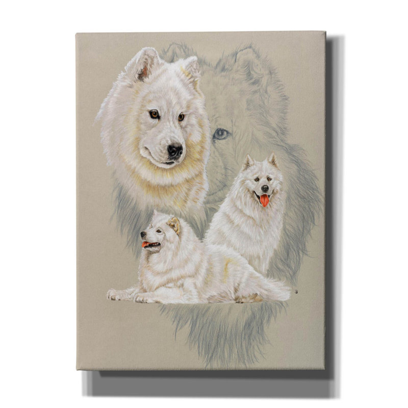 «Samoyède sur toile» par Barbara Keith, H 54 po x l 40 po x P 1,5 po