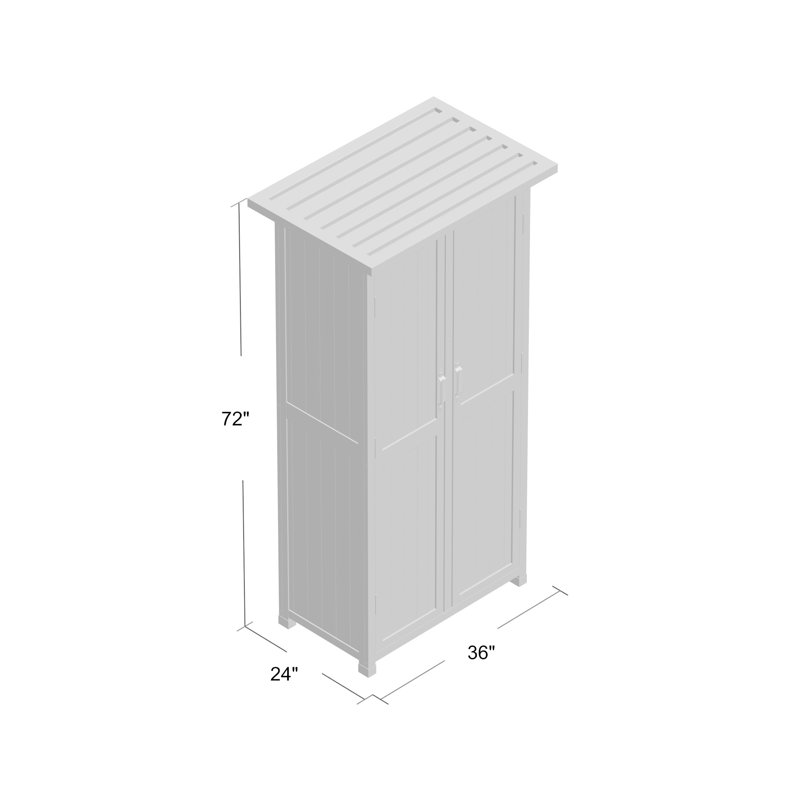 Brown Solid Wood Vertical Storage Shed with Double Doors