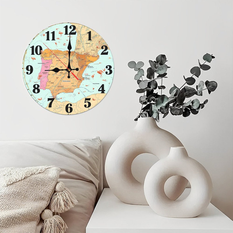Horloge murale Espagne carte flamant rose