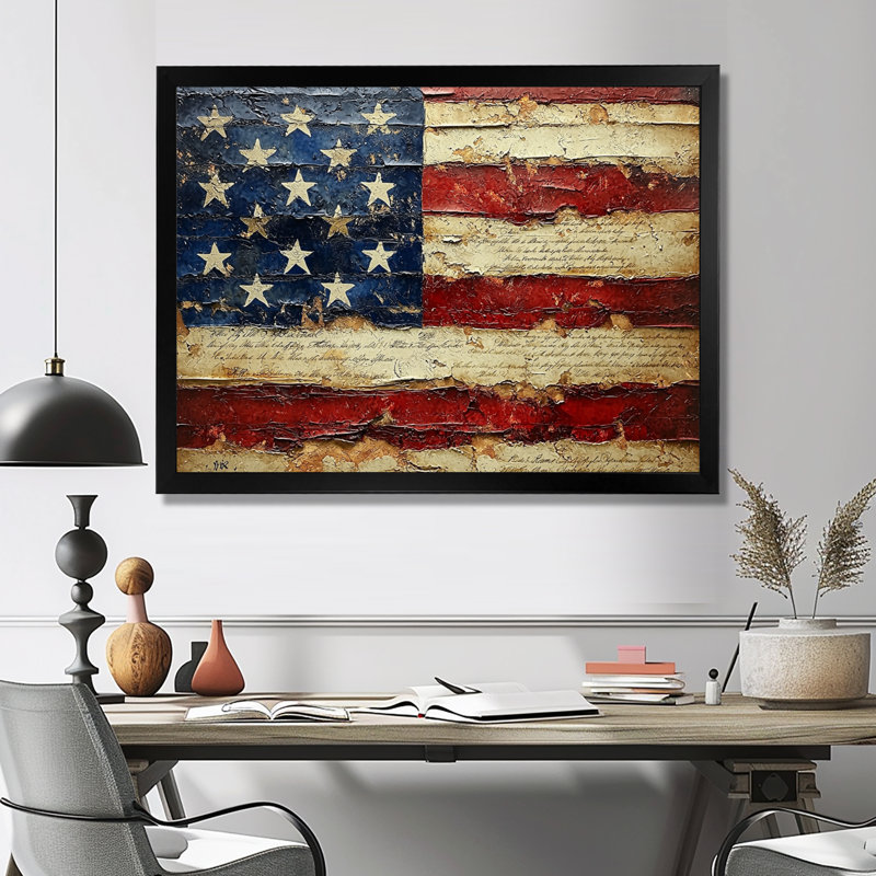 Art mural sur toile Kymar - USA Patriotist, Reproduction d'une seule photo avec cadre, H 34 po x l 44 po, Noir