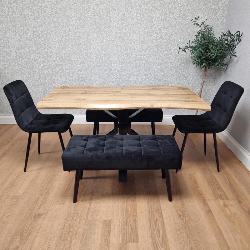 6 -Person Dining Set, 75"H x 117"L x 80"W, Black