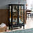 Lighted Black Curio Cabinet With Tempered Glass Doors & Mirrored Back-32573039