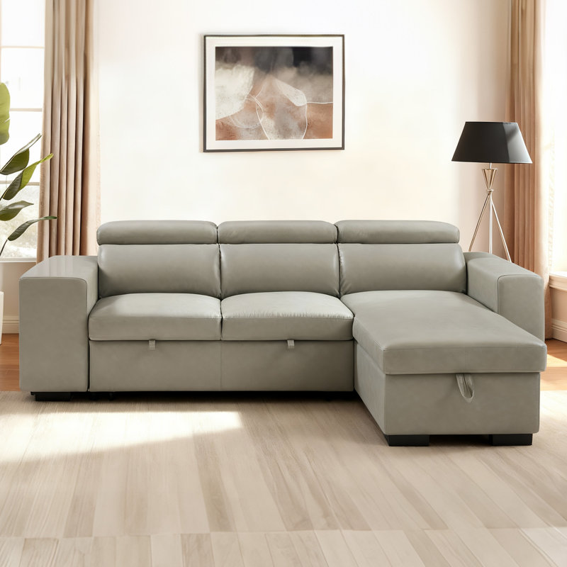 102.7'' L Shape Sectional Sleeper Sofa 2 In 1 Convertible Sectional Sofa With Pull Out Bed, Storage Chaise And 2 Stools