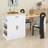 Extendable Island Console With Drawers, Double-Door Cabinet, And Open Shelving