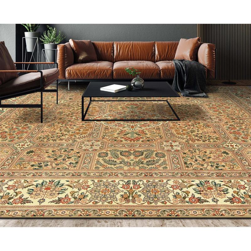 High-Quality Hand-Knotted Beige And Ivory Area Rug