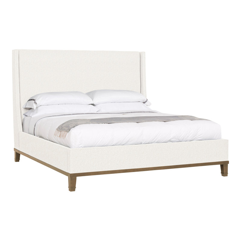 Michael Weiss Solid Wood Wingback Bed, Kennelly Snow, Hampton