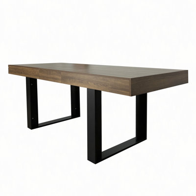 Rectangle extendable dining table for 6-10 people aged effect wood 160-200 cm