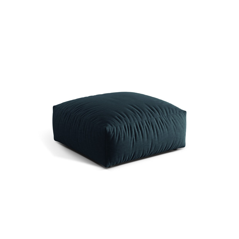 Carlens 106cm Wide Solid Colour Pouffe Ottoman, Blue Jeans