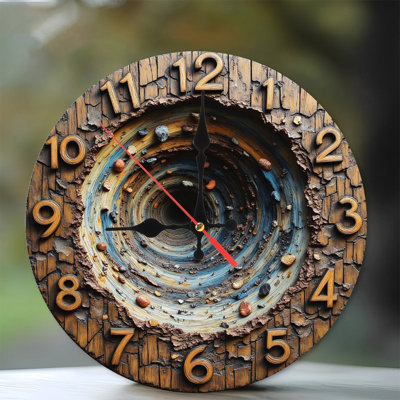 Wooden Spiral Galaxy Wall Clock Home Decor