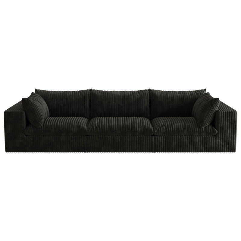 Canapé 118,2 po Cloud, tissu velours côtelé, sièges profonds, conception à deux couches, coussin amovible, sans assemblage, combinaison de bricolage