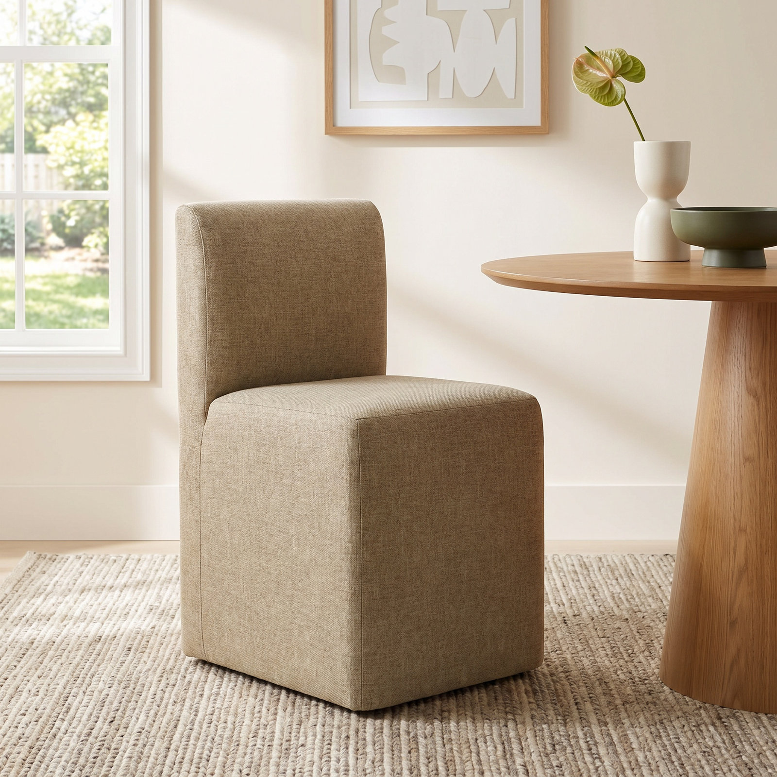 Mendy Linen Parsons Chair, Zuma Natural Textured Linen