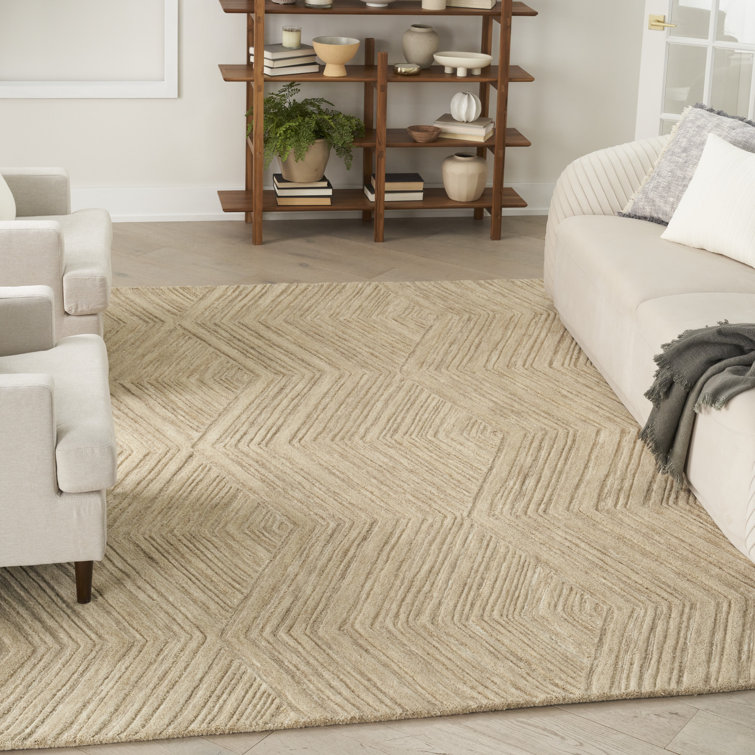 Ebern Designs Atyana Taupe Modern Indoor Wool Rug