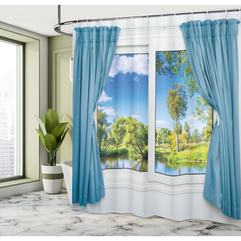 Shower Curtain with Hooks Included, 69" H x 105" W