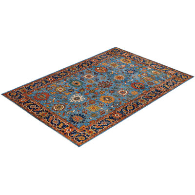 Dobbins One-of-a-Kind 6' 2" X 9' 0" Wool Area Rug Light Blue