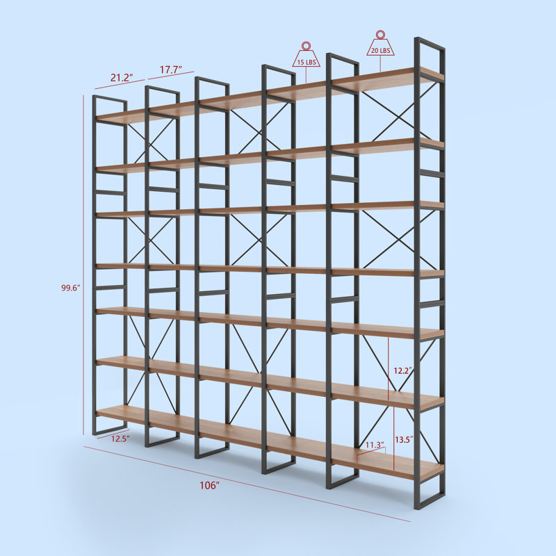 Lotus 7-tier Walnut Color Etagere Display Bookshelves