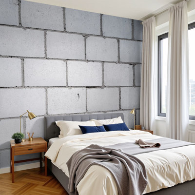 Peel and Stick Wallpaper Concrete block wall seamless Wall Murals 100"H x 144"W Removable PVC Wall Paper Self-Adhesive Wall Decor for Bedroom Living Room Home Office