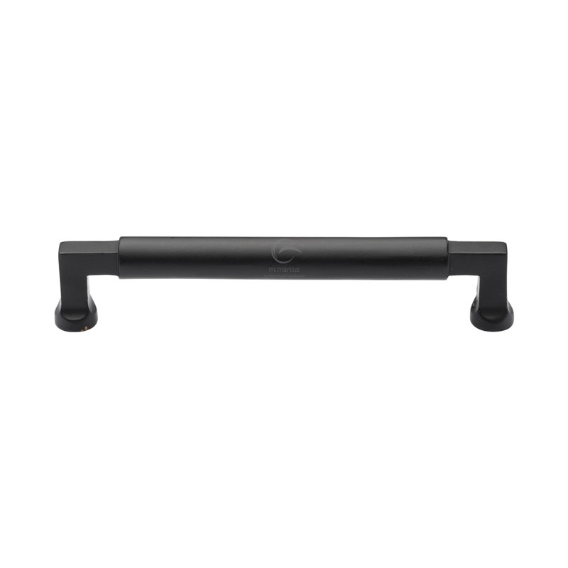 Heritage Brass Matt Black Rustic Iron Cabinet Pull Bauhaus Design, 19.2cm H x 1.6cm W x 3.5cm D