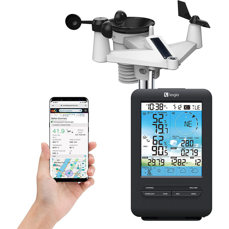 7.6'' Solar Powered Wireless Outdoor Weather Station