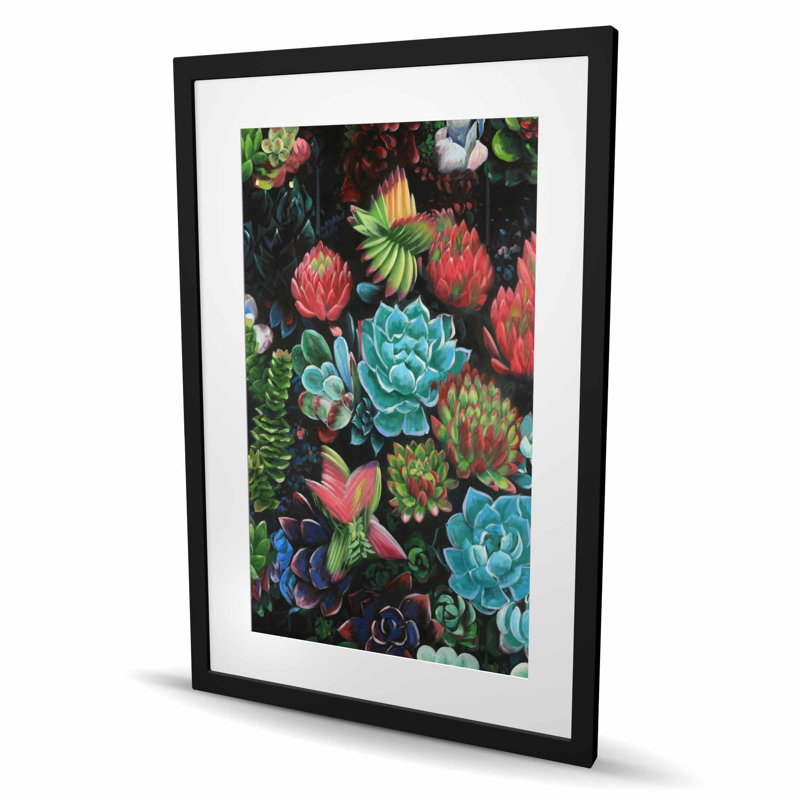 Ensemble de plantes grasses colorées - impression botanique pour la décoration intérieure, H 36 po x l 24 po