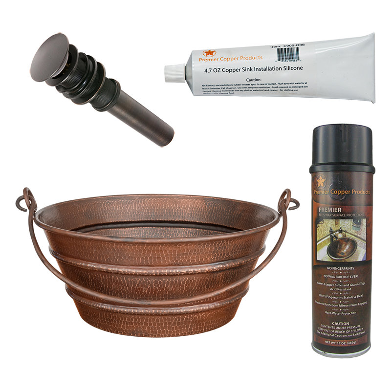 Premier Copper Products BSP5_VR16BUDB-P Bathroom Sink And Drain Package