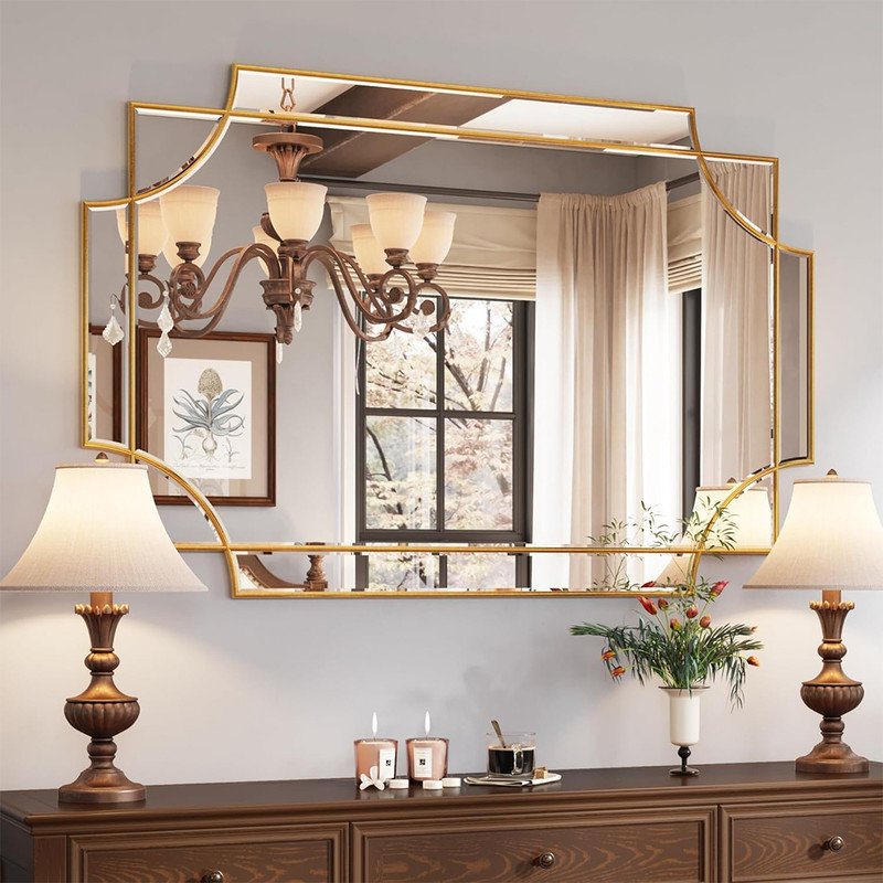 Gold Foil Finish Rectangular Full Length Wall Mirror