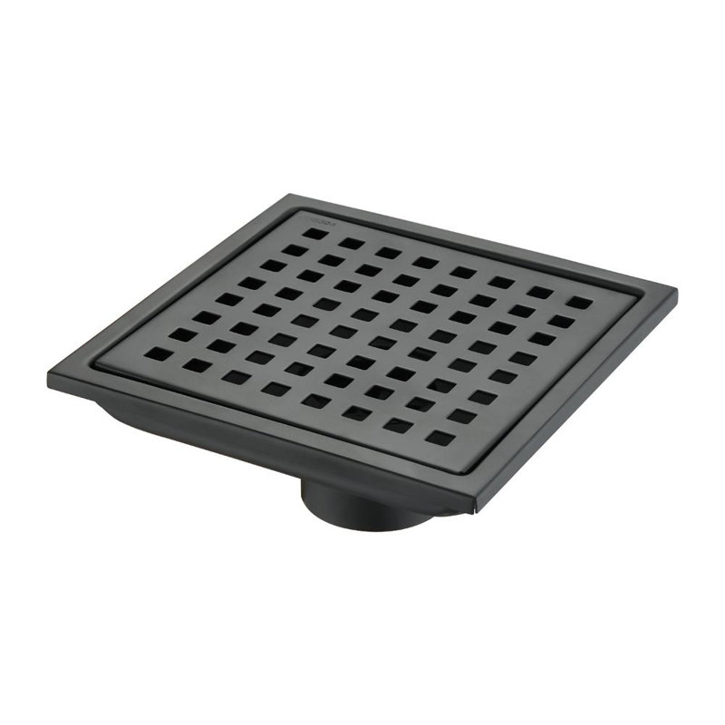 6" Classic Square Shower Floor Drain, Black