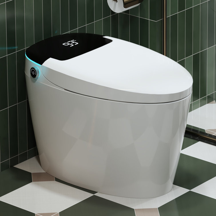 Auto Open/Close Smart Toilet with Foot-Sensing Flush, Automatic & Blackout Flush, Heated Bidet Toilet with Warm Water Wash, Advanced, Quiet-Close Toilet (Remote Included)