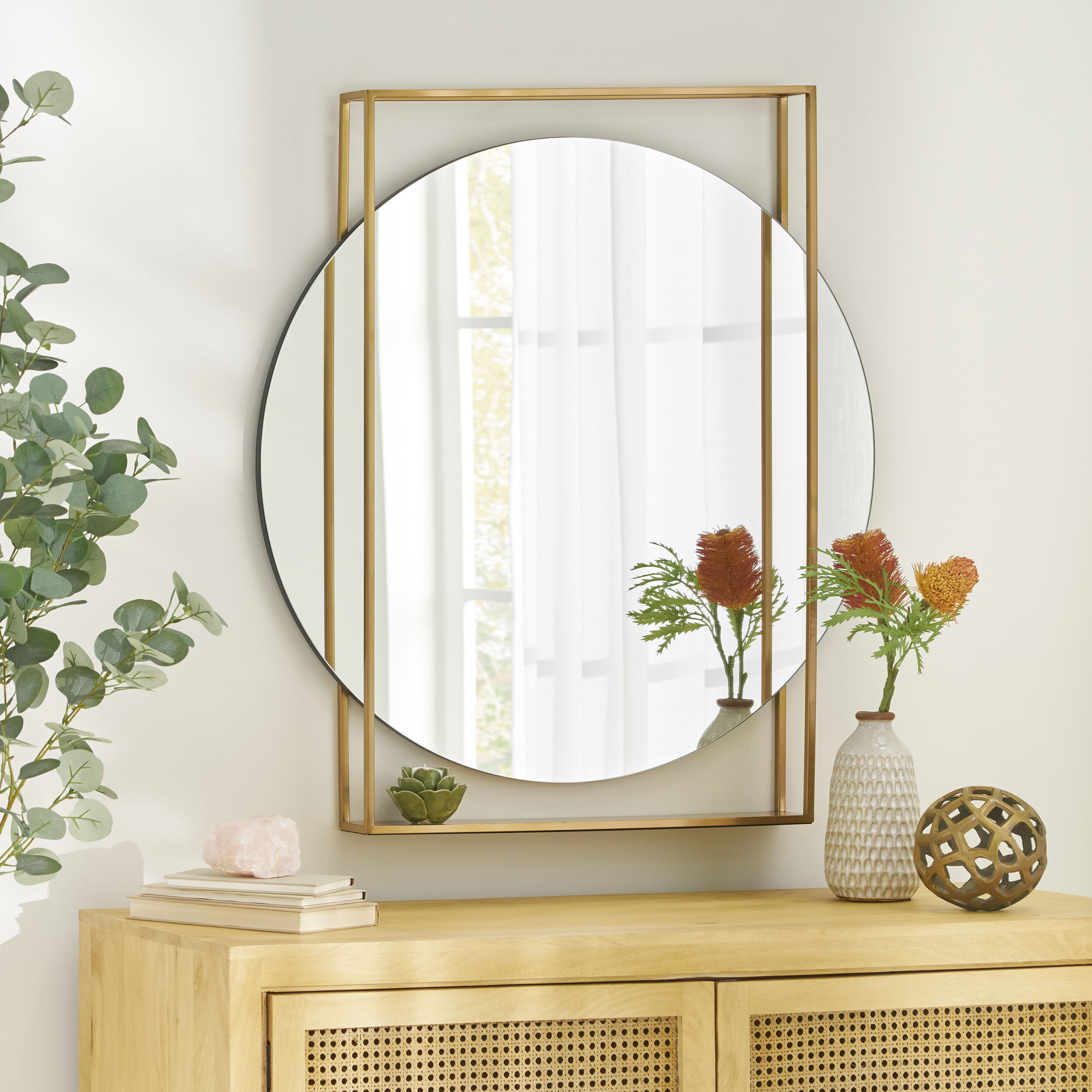 Everly Quinn Yadira Asymmetrical Metal Wall Mirror | Wayfair