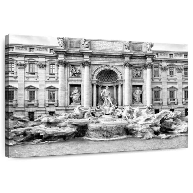 Fontaine Ravi Trevi en noir et blanc, H 32 po x l 48 po