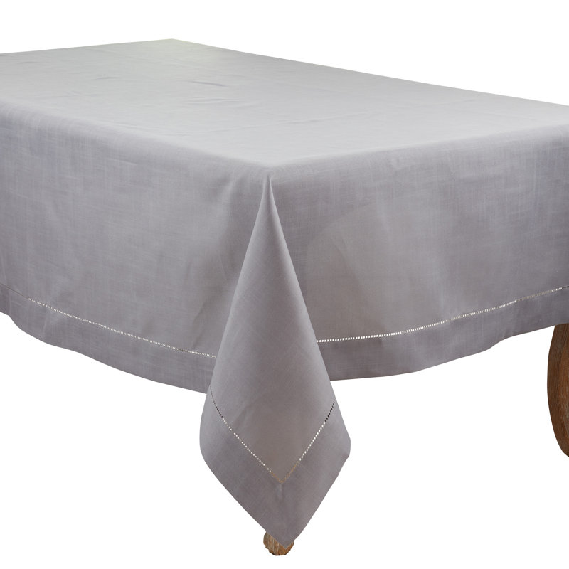 Slate Hemstitched Border Rectangular Fabric Tablecloth, 70" x 160"