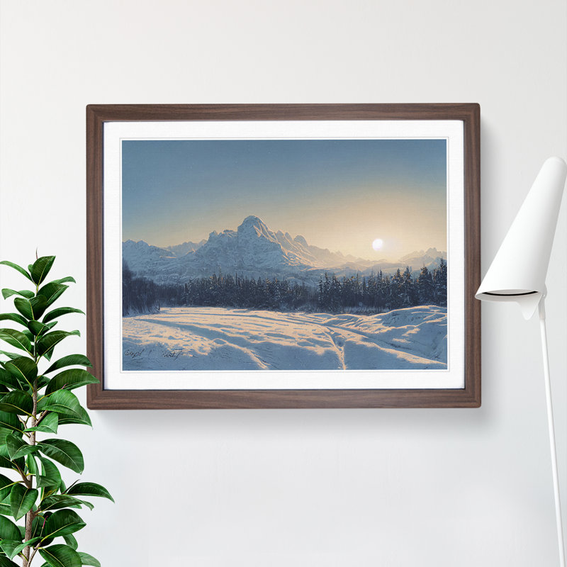 XH1022-10242X Winter Mountain Sunrise Vol.1 - Single Picture Frame Print, 34cm H x 46cm W x 2cm D, Walnut Framed