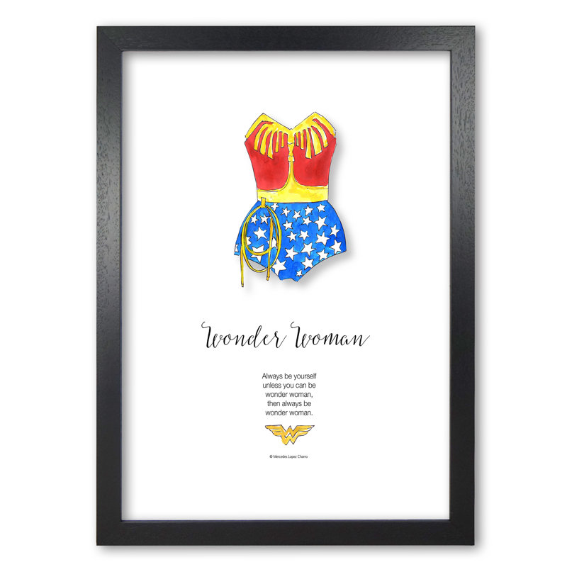 Wonder Woman - Print, 42 cm H x 29.7 cm W x 5 cm D, Black Grain