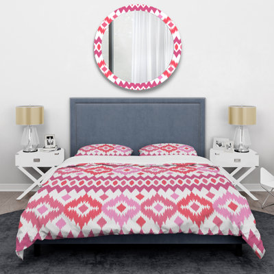 Pink Ethnic Pattern - Abstract Duvet Cover Set - Microfiber Polyester