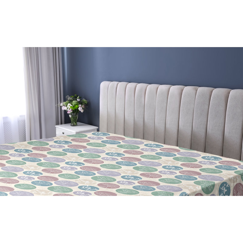 Ambesonne Botanical Fitted Sheet Polka Dots Geometric Art Ivory and Multicolor, Full Fitted Sheet