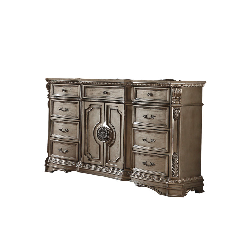 Arlandus 9-Drawer Combo Dresser in Antique Silver