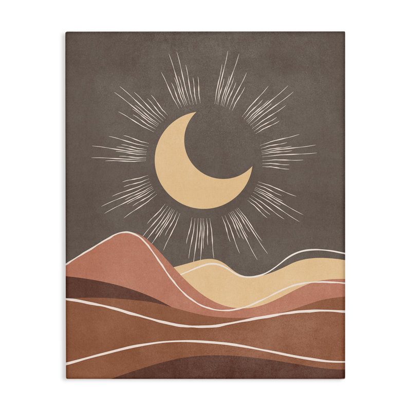 Art mural sur toile Boho Moon over Desert par Nataly White, H 20 po x l 16 po