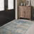 Abstract Modern Machine Washable Gray / Blue Indoor Area Rug with Non-Slip Backing-1020463979