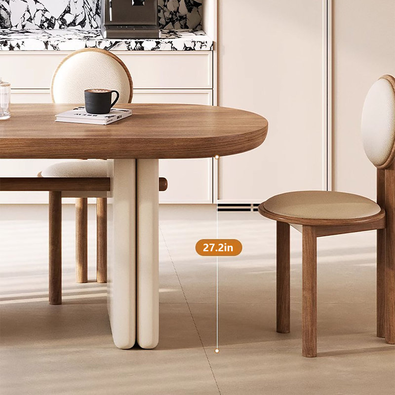 Table ovale en chêne crème French French, H 29,5 po x l 55,1 po x P 31,5 po, 7