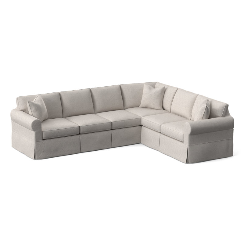 Bedford Upholstered Sectional, White Textured Performance; 0865-91, Right Hand Facing