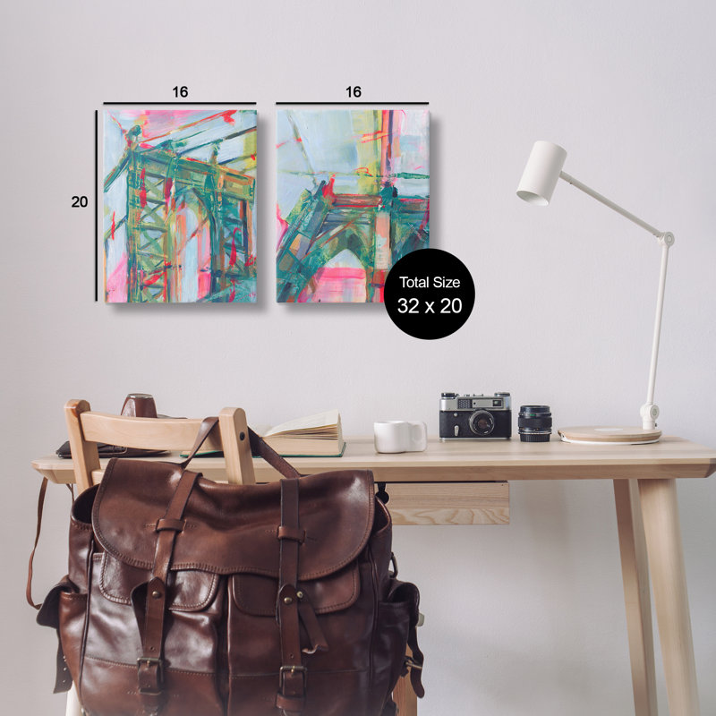  «Bridge Arches Abstractions», ensemble de 2 toiles murales par Ethan Harper, H 20 po x l 16 po