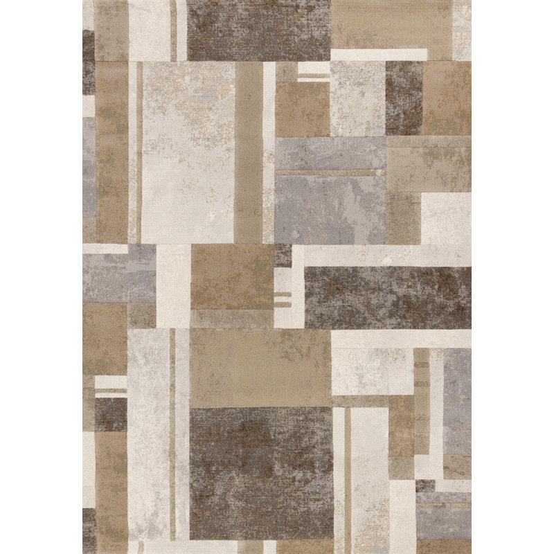 Tapis brun durable résistant aux taches, 6 pi 7 po x 9 pi 6 po