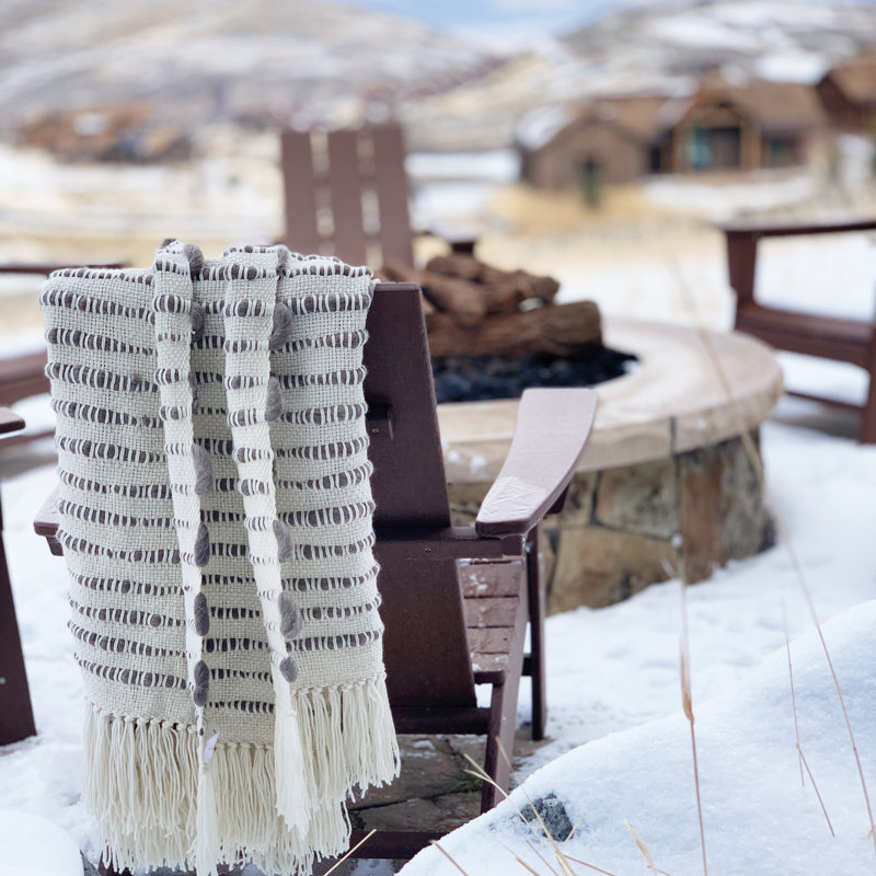 Pampa Hand Woven Throw Blanket, Ivory Bison