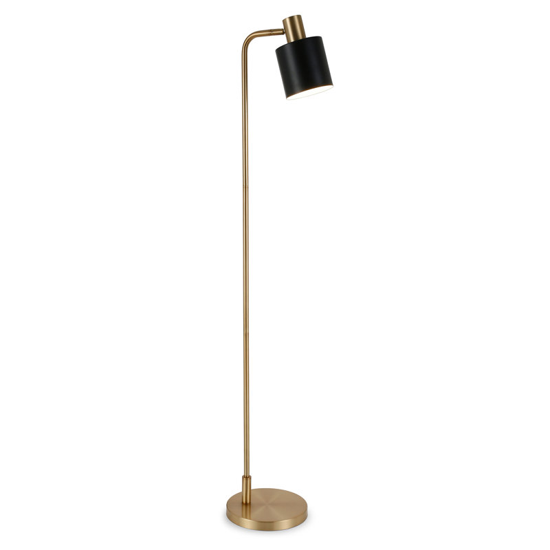 Khambrel 65" Tall Floor Lamp with Metal Shade in Brass/Black, Brass