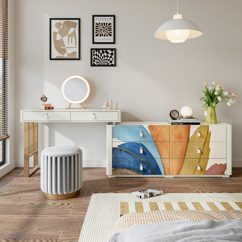 Commode peinte Creative, Blanc cassé