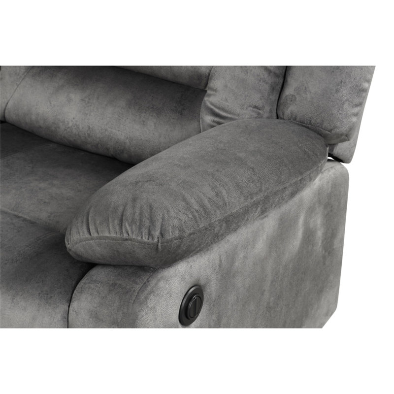 Fauteuil inclinable électrique en tissu gris, fauteuil inclinable capitonné avec coussins, canapé rembourré moderne pour salon