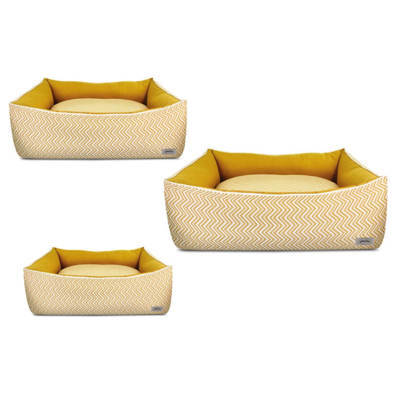 Mia Geometric Pet Bed, Extra Small (60" W x 45" D x 18" H), Mustard/White