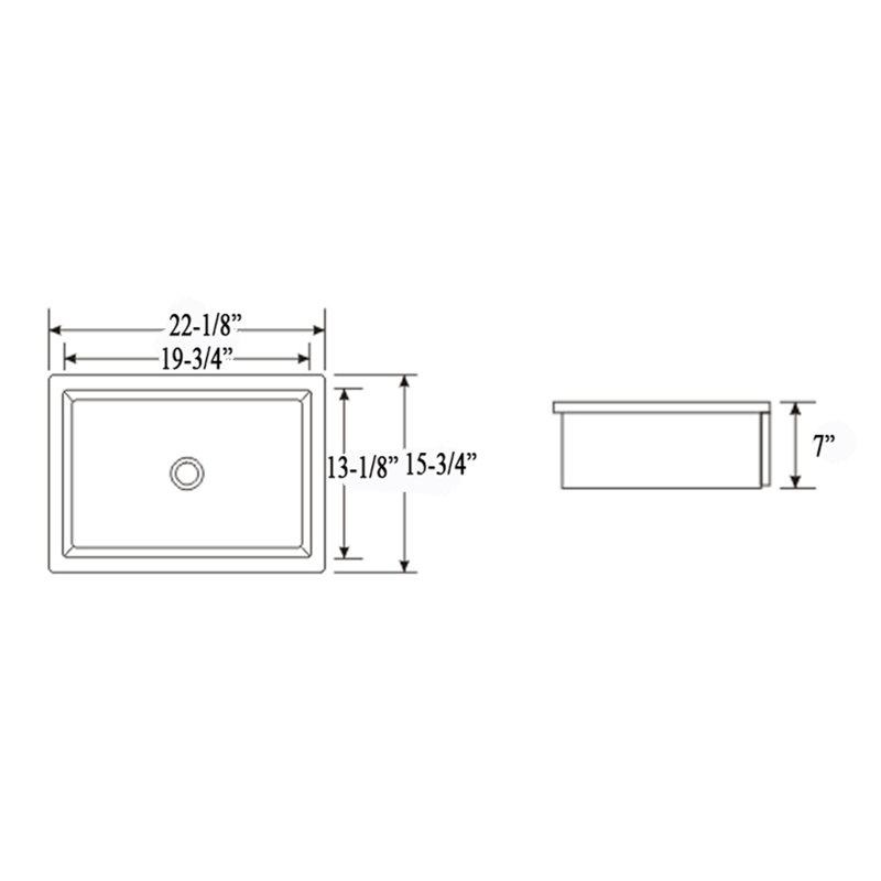 Kingsman Hardware 22" Ceramic Rectangular Undermount Bathroom Sink with Overflow